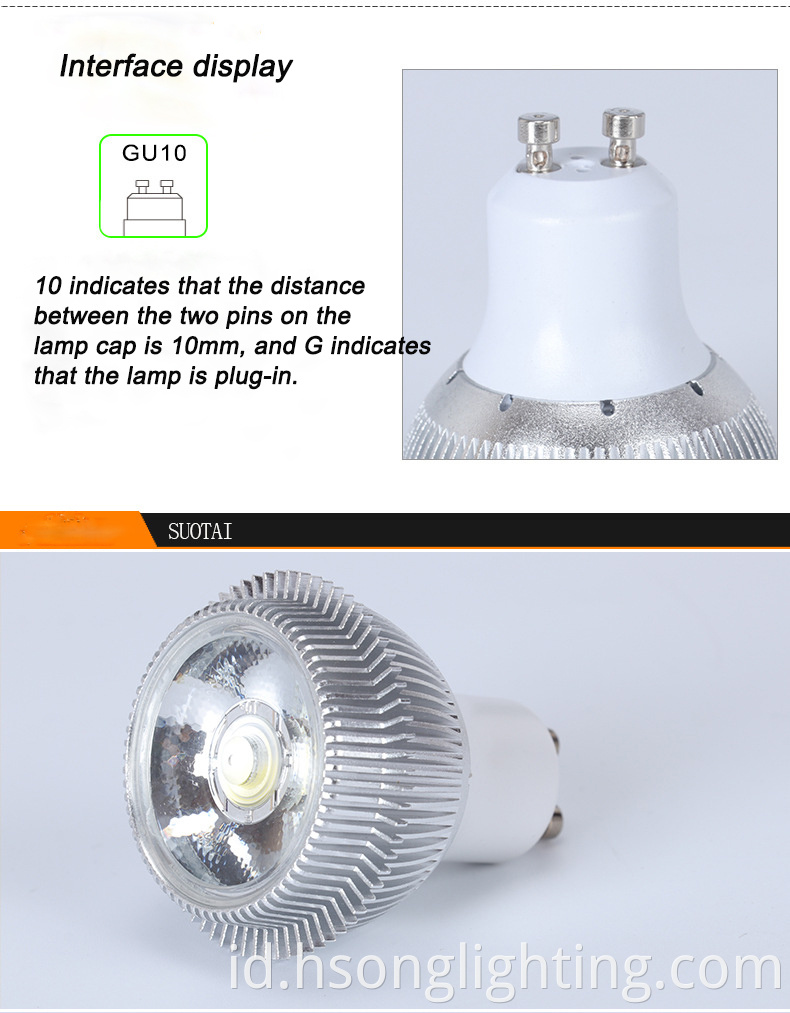 Die Cast Aluminium Memfokuskan Perlindungan Mata LED Spot Gu10 LED Bulb MR16 Lampu LED LED